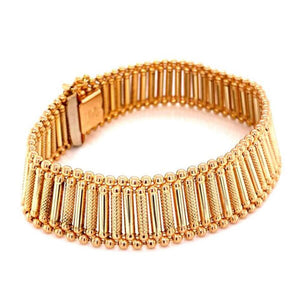 Mid-Century Modern Link Yellow Gold Bracelet Fine Estate Jewelry