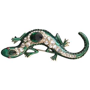 KJL Kenneth Jay Lane Jeweled Enamel Salamander Lizard Runway Brooch Pin