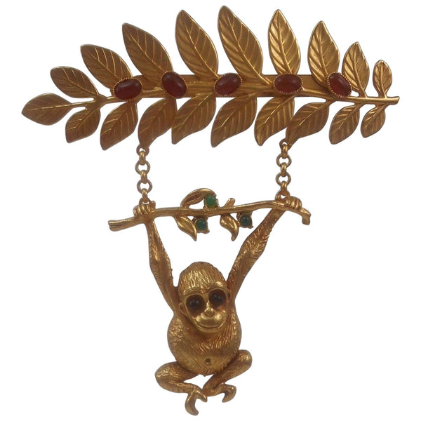 Delightful Askew London Monkey Swinging from a Branch Brooch Pin