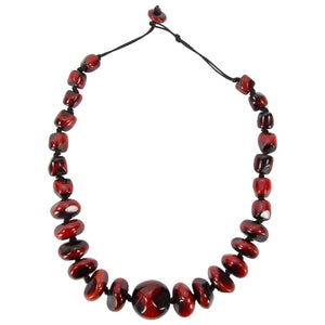 Chunky Lustrous Faux Coral Resin Beads Necklace