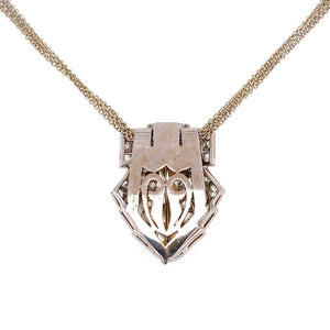 Diamond and Pearl Platinum Clip Pendant Necklace Estate Fine Jewelry