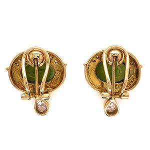 4.00 Carat Peridot and Diamond Gold Earrings Fine Estate Jewelry