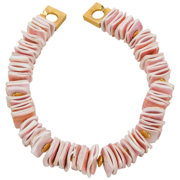 Blush Pink Square Conch Shell Necklace