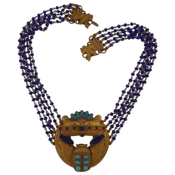 Askew London 'Egyptian Revival' Sphinx and Scarab Statement Necklace
