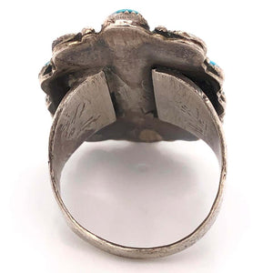 Native American Navajo Turquoise 925 Sterling Silver Ring Estate Fine Jewelry