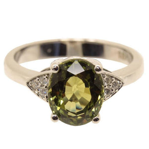 3.21 Carat Tourmaline Diamond Gold Engagement Ring