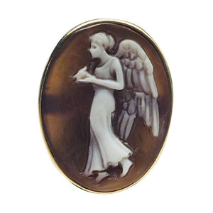 Winged Goddess of the Night Cameo Rose Gold Silver Ring