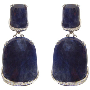 Sapphire Diamond Drop Gold Statement Earrings