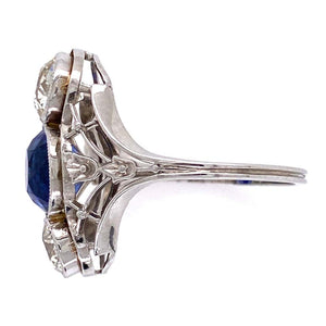 2.53 Carat Sapphire and Diamond Platinum Cocktail Ring Fine Estate Jewelry