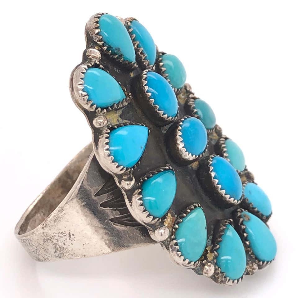 lade National folketælling Hassy Native American Navajo Turquoise 925 Sterling Silver Ring Estate Fine -  Coach Luxury