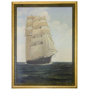 Sailing Clipper Oil on Canvas Painting Signed Ronald Davies