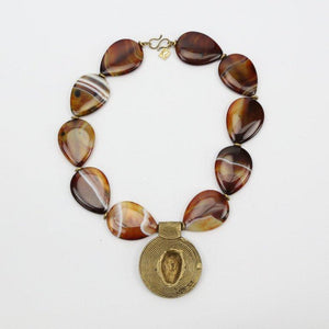 One-of-a-Kind Teardrop Banded Agate Necklace