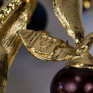 Estate Dynamic Leaves Vine Berry Gold Plate Sterling Silver Modernist Necklace