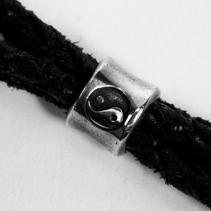 Punk Sterling Silver Dragon on Braided Leather Bracelet