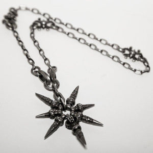 Shinobi Ninja Throwing Star Sterling Silver Link Chain Goth Punk Necklace