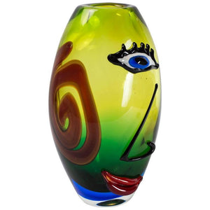 Large Picasso Style Murano Abstract Face Luxury Art Glass Vase