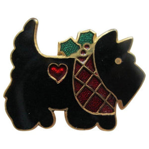 Black Enamel Scottish Terrier Dog Brooch Pin