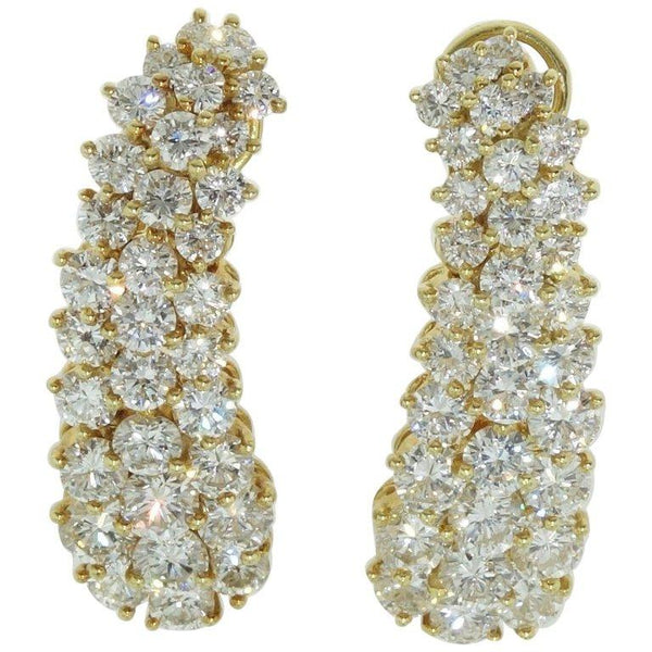 Vintage 7 Carat Diamond Kurt Wayne 18 Karat Gold Earrings Estate Fine Jewelry