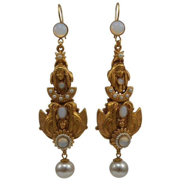 Askew London Winged Goddess and Maiden Drop Earrings