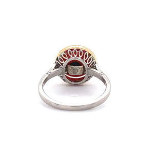 8 Carat Coral Diamond Ruby Platinum and Old Ring Estate Fine Jewelry