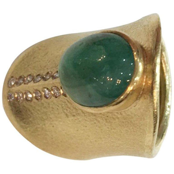Michael Zobel 7.53 Carat Emerald and Diamond Gold Statement Heirloom Ring