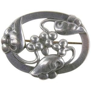 Georg Jensen Art Nouveau Grape Sterling Silver Brooch Pin Estate Fine Jewelry