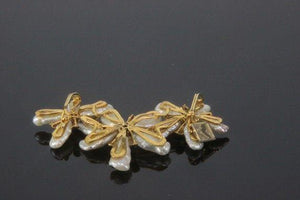 Modernist Freeform Pearl Diamond Yellow Gold Petals Pendant Enhancer