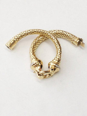 Diamond Gold Mesh Hook and Loop Bangle Bracelet
