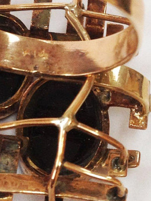 Modernist Quartz Gold Lattice Design Statement Ring