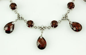 Modernist Garnet Diamond Gold Fringe Necklace