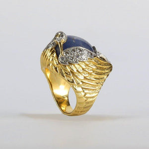 Sapphire Diamond Gold Phoenix Statement Ring