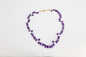 Stunning Briolette Amethyst Pearl Gold Necklace