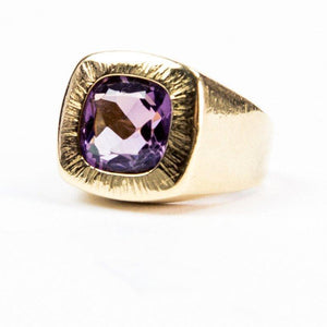 Awesome Cushion Cut Amethyst Gold Statement Ring