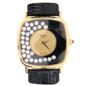 Chopard 1.80 Carat Happy Diamonds 18 Karat Yellow Gold Watch Fine Estate Jewelry