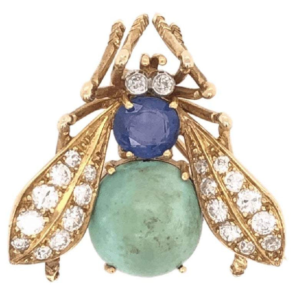 Van Cleef & Arpels Sapphire Diamond Gold Fly Bee Brooch Pin Fine Estate Jewelry