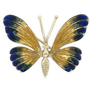 Vintage Beautiful Multi Enamel Gold Butterfly Brooch Pin Fine Estate Jewelry