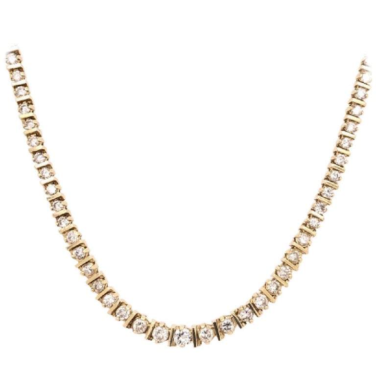 7.00 Carat Diamond Riviera White Gold Line Necklace Estate Fine Jewelr -  Coach Luxury