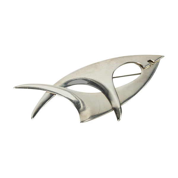 Dynamic Mid Century Modern Sterling Abstract Fish Brooch Pin Sierra Mexico