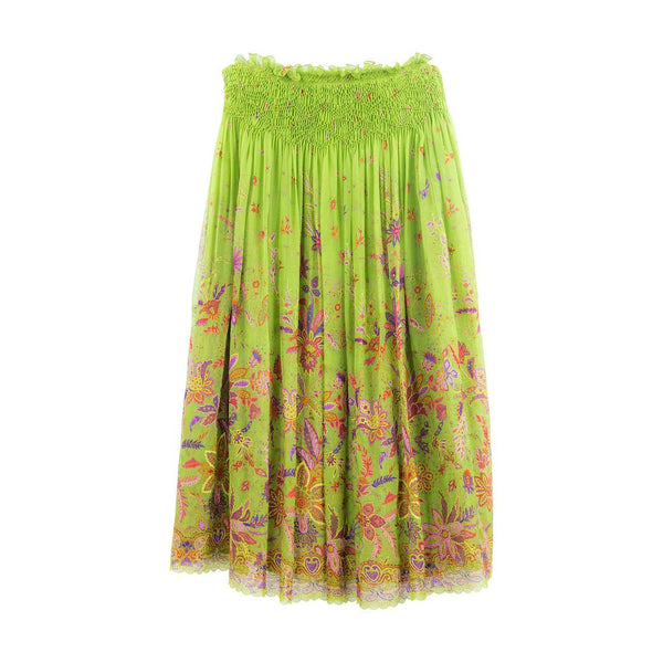Stunning Oscar de la Renta Embroidered Long Floral Pleated Silk Skirt