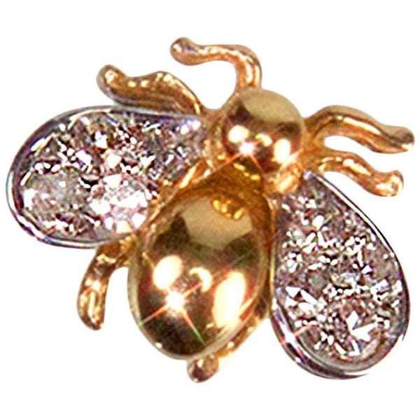 Whimsical Diamond Gold Fly Pin