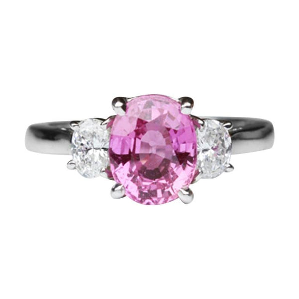 2.21 Carat Pink Sapphire and Diamond Platinum Engagement Ring