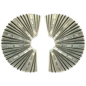 SAINT LAURENT PARIS YSL Baguette Crystal Fan Design Clip Earrings Estate Find
