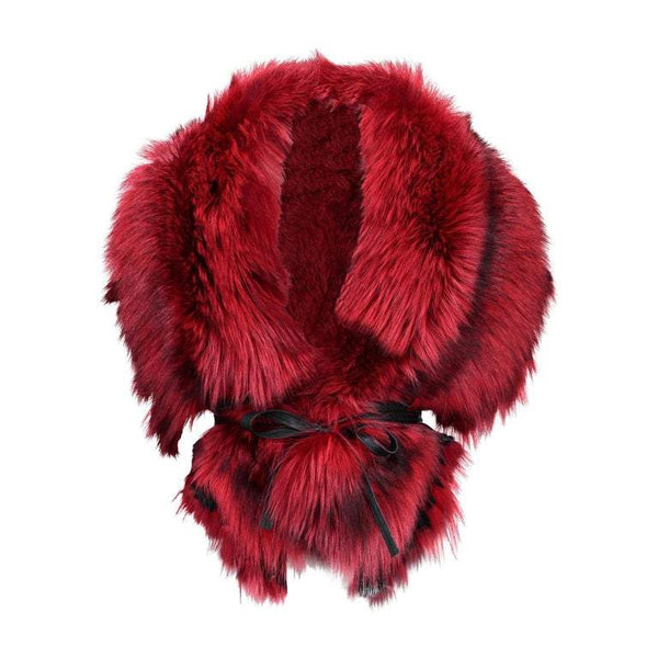 Luxurious Oversized Fireside Red Fox Fringe Fur Statement Stole Wrap