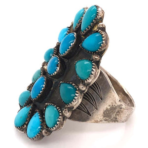 Native American Navajo Turquoise 925 Sterling Silver Ring Estate Fine Jewelry