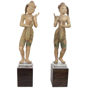 Pair of Burmese Temple Statues, Late 19th Century
