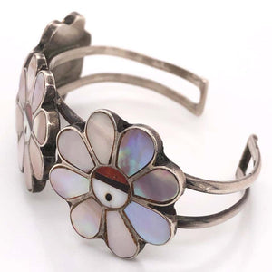 Native American HOPI Headdress Sterling Silver Cuff Bracelet Estate Fine Jewelry