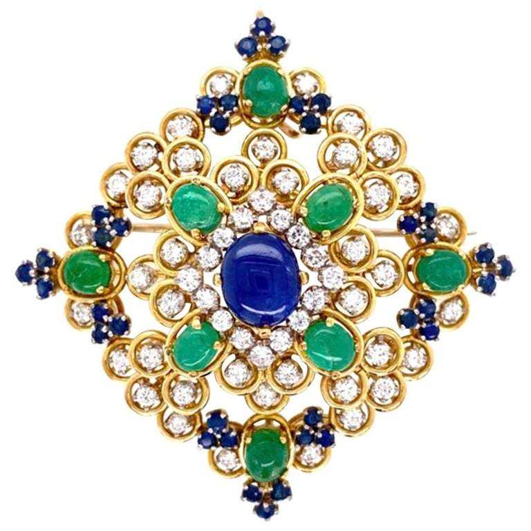Antique Tourmaline Sapphire Diamond Bouquet Gold Brooch Pin Estate Fine  Jewelry For Sale at 1stDibs