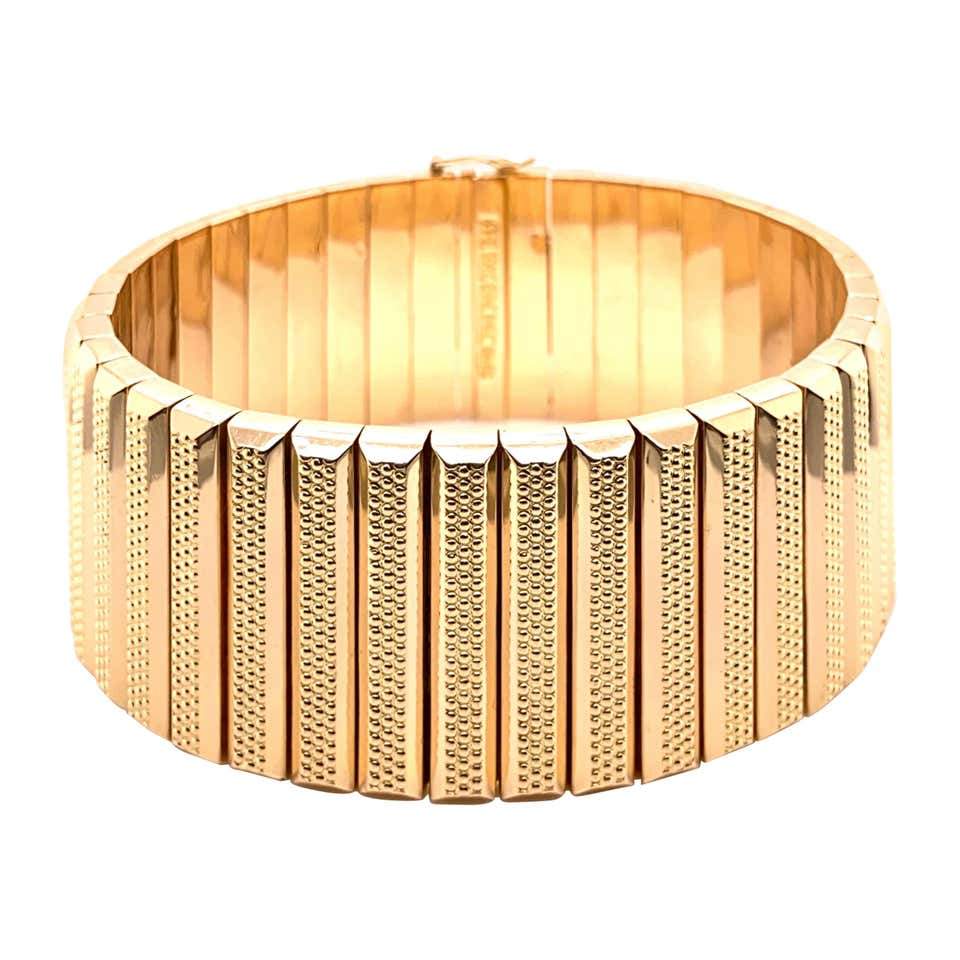 Retro 1950s Bracelet Jewelry Luxury - Link Fine Coach Wide Estate Yellow Gold