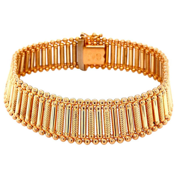 Mid-Century Modern Link Yellow Gold Bracelet Fine Estate Jewelry