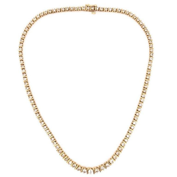 7.00 Carat Diamond Riviera White Gold Line Necklace Estate Fine Jewelry